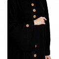 Loose fit abaya with embroidery button work- Black Loose fit abaya with embroidery button work- Black